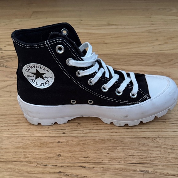 Converse Women's Black and White High-Top Sneakers - Picture 3 of 5